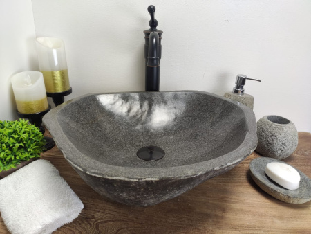 Накладная раковина из речного камня RS0623 (47*40*15) фото