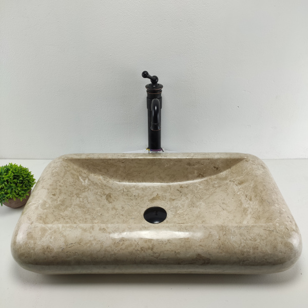 Накладная раковина из мрамора Kotak Luncur bibir Cream KL-00862 (70*40*15) фото