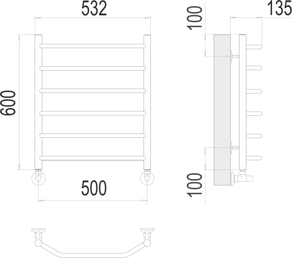Водяной полотенцесушитель Виктория П6 500х600 Terminus 4670078530080 фото