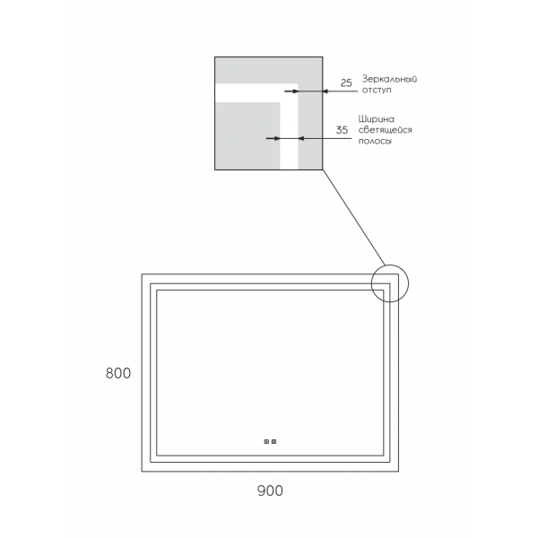 Зеркало с подсветкой и обогревом Uperwood Tanos 291020223 90x80 фото