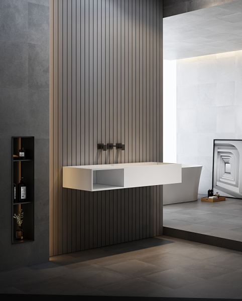 Раковина подвесная Abber Stein AS2640-1.0 L 100x46 белая матовая фото