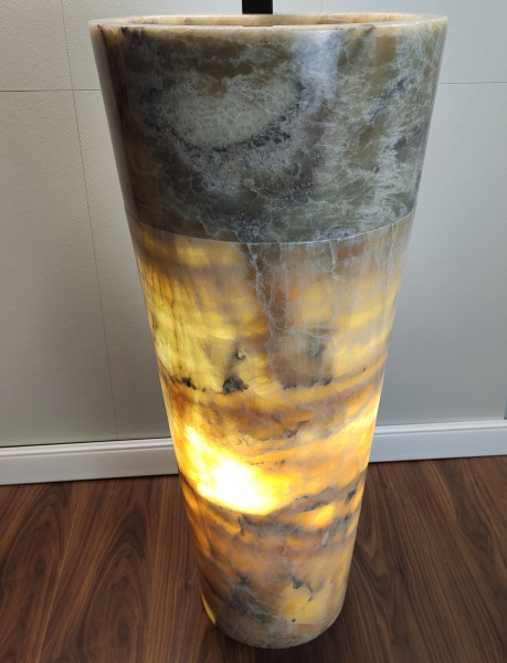 Раковина напольная из оникса Grey ON-01345 (40*40*90) фото