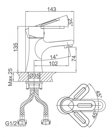 Смеситель для раковины D&K Paulinus Rhein DA1352141 фото