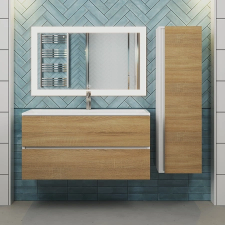 Тумба под раковину Uperwood Barsa 100 293020533 белая/дуб фото