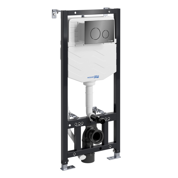 Инсталляция для подвесного унитаза WasserKRAFT Aller 10TLT.010.ME.PB02 с кнопкой, черная глянцевая фото