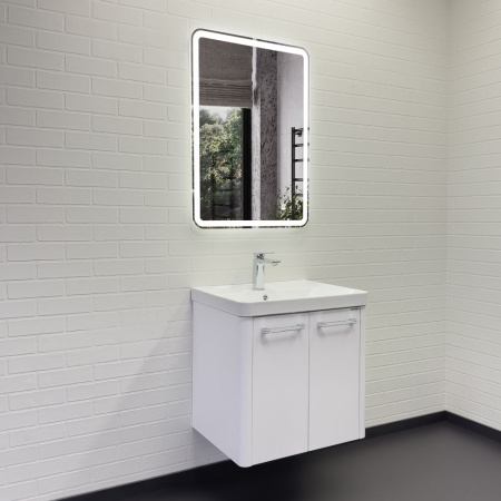 Тумба с раковиной Comforty Катунь 60ПД 00-00018663 белая матовая фото