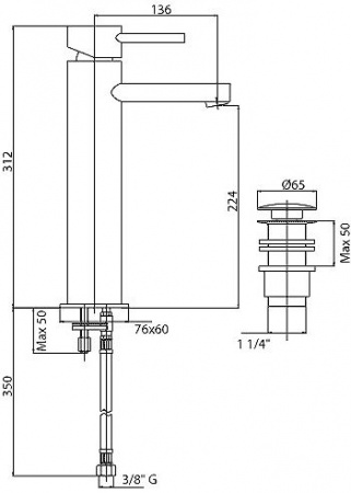 Высокий смеситель для раковины Cezares Over OVER-LC-01-Cr фото