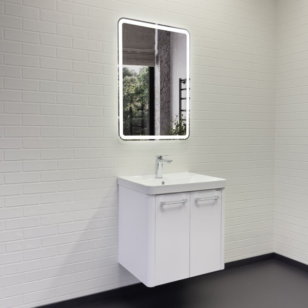 Тумба с раковиной Comforty Лима Катунь 60ПД 00-00018663CF белая матовая фото