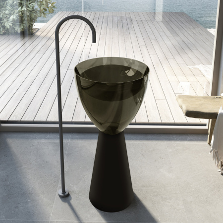 Напольная раковина из полиэфирной смолы Abber Kristall AT2703Black-Vesuvian черная/оливковая фото