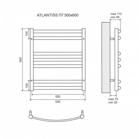 Полотенцесушитель электрический Lemark Atlantiss LM32607RE 50x60 фото
