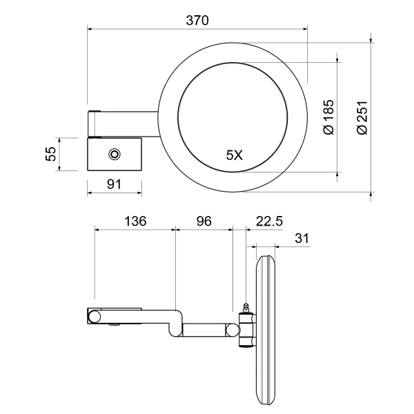 Зеркало с подсветкой и 5 кратным увеличением Timo Petruma 15276/17 матовое золото фото
