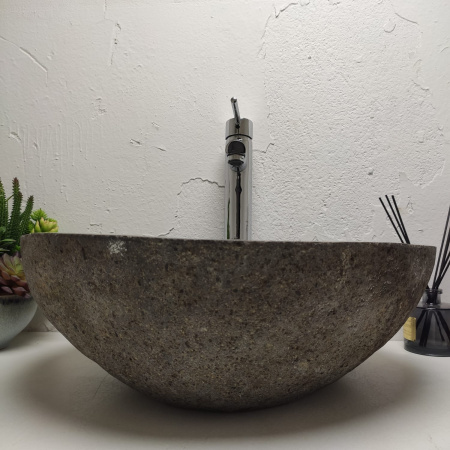 Накладная раковина из речного камня RS01299 (47*37*17) фото