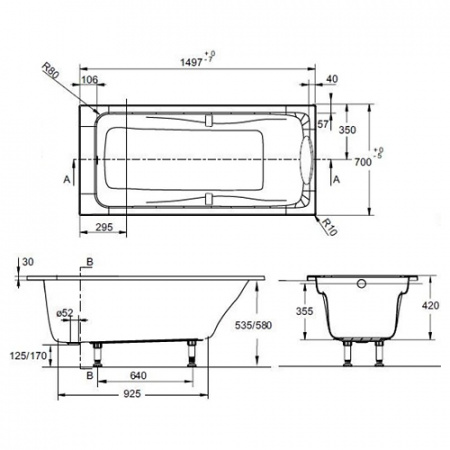 Акриловая ванна Jacob Delafon Odeon Up E6060RU-00 150х70 фото