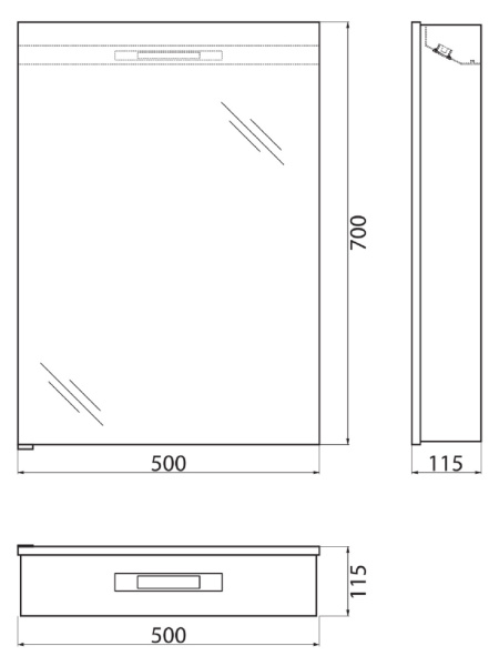 Зеркало-шкаф BelBagno SPC-1A-DL-BL-500 50 см фото
