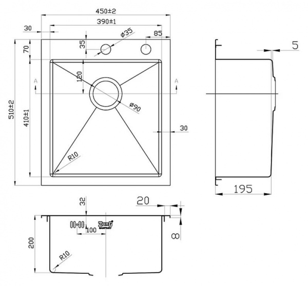 Мойка кухонная Zorg Inox RX RX-4551 фото