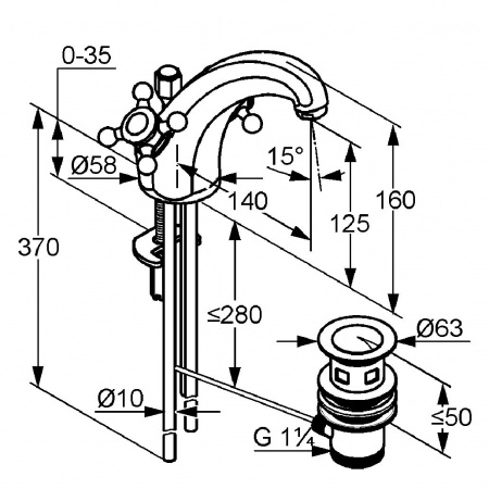 Смеситель для раковины двухвентильный Kludi Adlon 510100520 фото