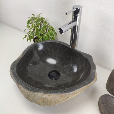 Накладная раковина из речного камня RS0956 (42*37*15) фото