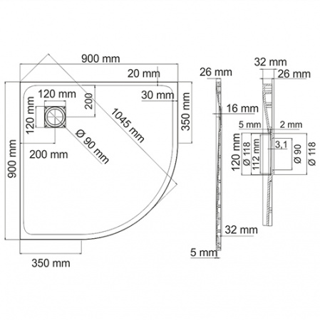 Поддон для душа WasserKRAFT Leine 35T01 90х90 фото