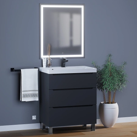 Тумба под раковину напольная Uperwood Tanos 70 291020333 черная матовая фото