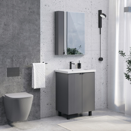 Тумба с раковиной Comforty Лима 60Н 00-00019240 антрацит фото