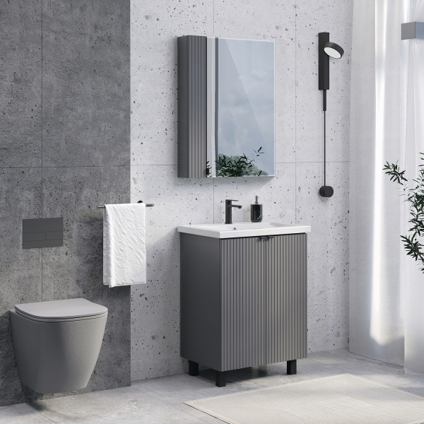 Тумба с раковиной Comforty Лима 60Н 00-00019240 антрацит фото