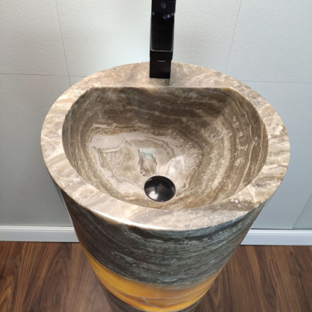 Раковина напольная из оникса Grey ON-01351 (40*40*90) фото