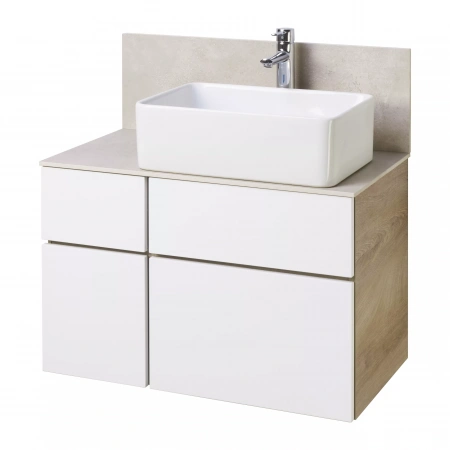 Тумба под раковину Акватон Мишель 1A244501MIX40 80 см дуб эндгрейн/белый фото