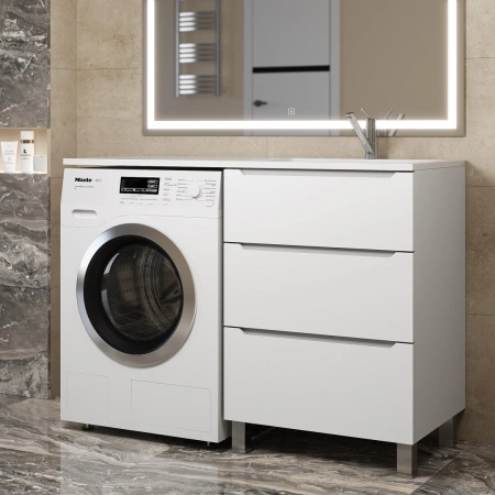 Тумба под стиральную машину Uperwood Tanos 120 291020258 белая матовая фото