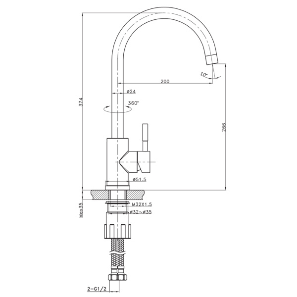Смеситель для кухни Raiber Premium Graceful RPG-012 матовое золото фото
