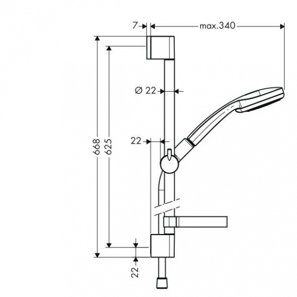Душевой гарнитур Hansgrohe Croma 100 1jet/Unica'C 65 cm 27717000 фото