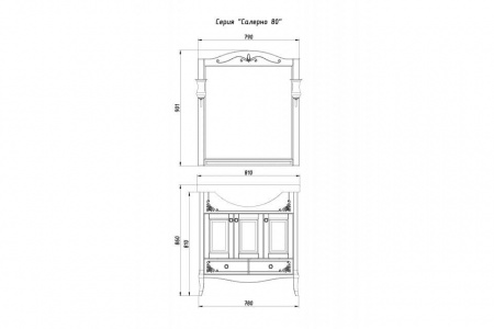 Зеркало ASB-Woodline Салерно 80 9691 белое фото