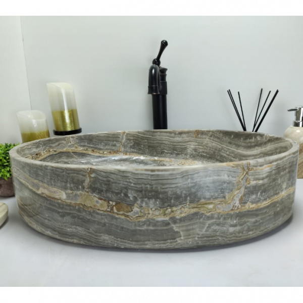 Раковина из оникса Indo Oval Grey Big OG-00088 фото