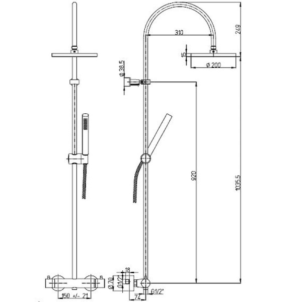 Душевая система Paini Cox 78CR689THABS1KM Хром фото
