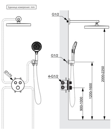 Душевая система с термостатом AltroBagno Bilancia 040414BG матовое золото фото
