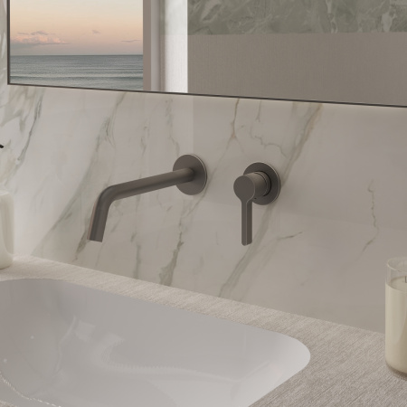 Настенный смеситель для раковины Vincea Villa VBFW-1VL1GM вороненая сталь фото