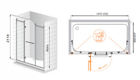 Душевая дверь Cezares Retro RETRO-B-13-150-CP-Cr-L 150 см хром L фото