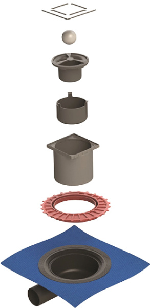 Душевой трап Berges Wasserhaus Zentrum Norma 090362 10x10 см фото