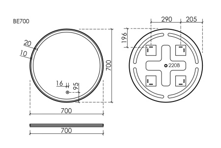 Зеркало с подсветкой Sancos Bella BE700 70x70 фото