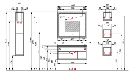 Шкаф пенал Акватон Уэльс 1A267703WA6A0 авеллино грей / антрацит фото