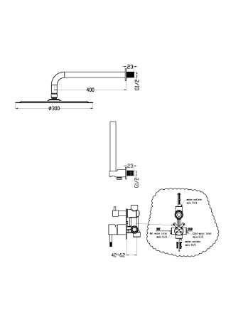 Душевая система скрытого монтажа Boheme Uno 464-BG черная/золото фото