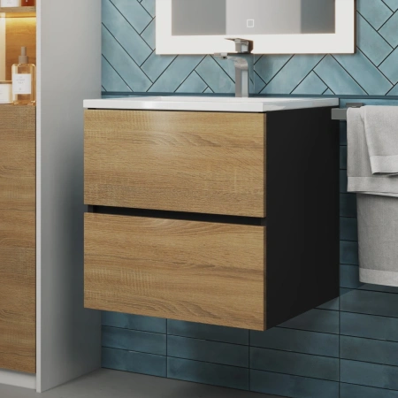 Тумба под раковину Uperwood Barsa 50 2937205252  черная/дуб сонома фото