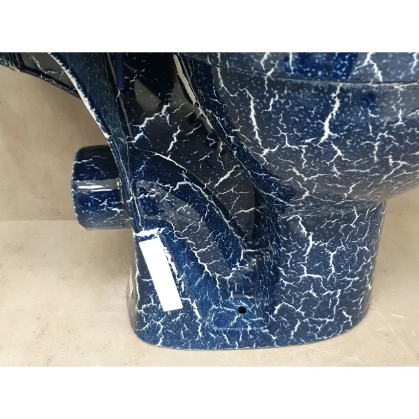 Унитаз-компакт напольный Rosa Премьер 463287 синий кракелюр, с сиденьем фото