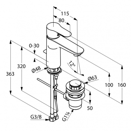 Смеситель для раковины Kludi Objekta 322600575 фото