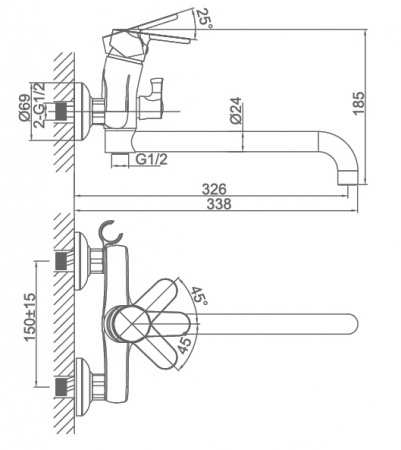 Смеситель для ванны с душем D&K Marx Rhein DA1393301 фото