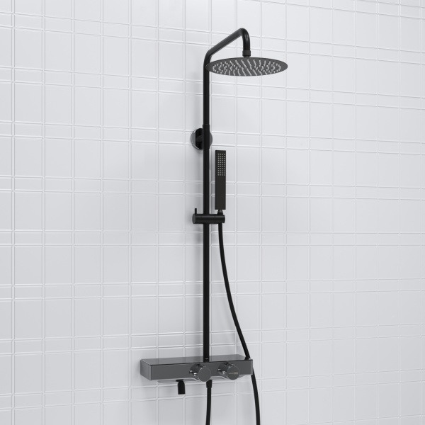 Душевая система (стойка) с термостатом WasserKRAFT Thermo A114.258.218.CB черная матовая фото