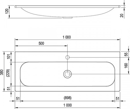 Раковина мебельная Ravak Ring XJK01110000 100 см фото