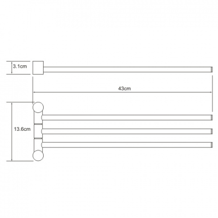 Держатель полотенец поворотный тройной WasserKRAFT K-1533 43 см фото