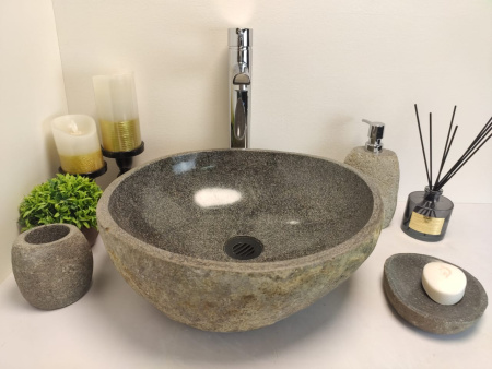 Накладная раковина из речного камня RSM0639 (41*38*15) фото