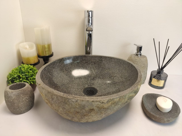 Накладная раковина из речного камня RSM0639 (41*38*15) фото