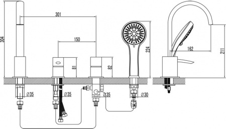 Смеситель на борт ванны Lemark Atlantiss LM3241C фото